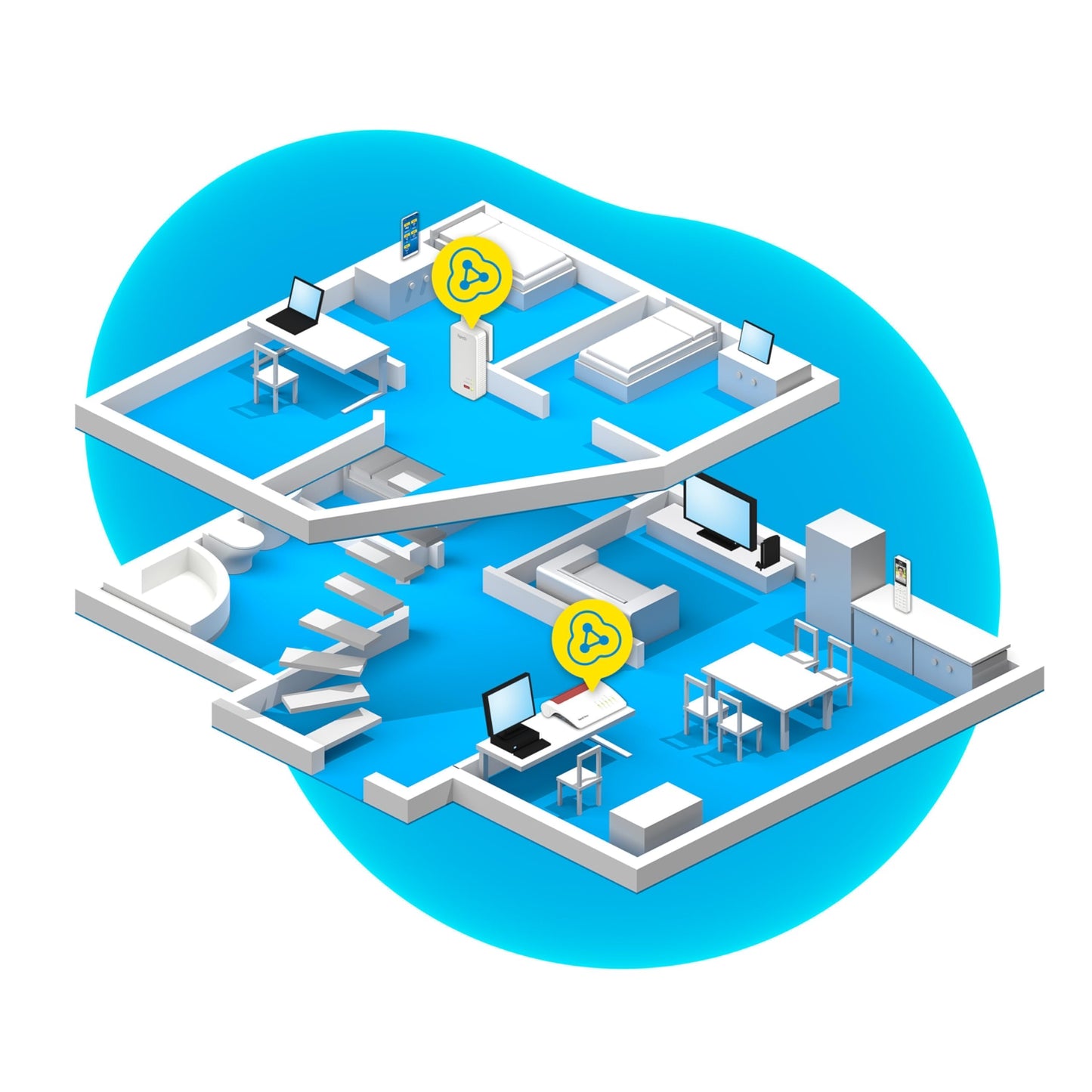 FRITZ!Powerline 1240 AX WLAN Set (Gigabit-Powerline mit Wi-Fi 6, WLAN-Access Point, ideal für Media-Streaming, HD-Videos, Internet-TV, 1.200 MBit/s, deutschsprachige Version)