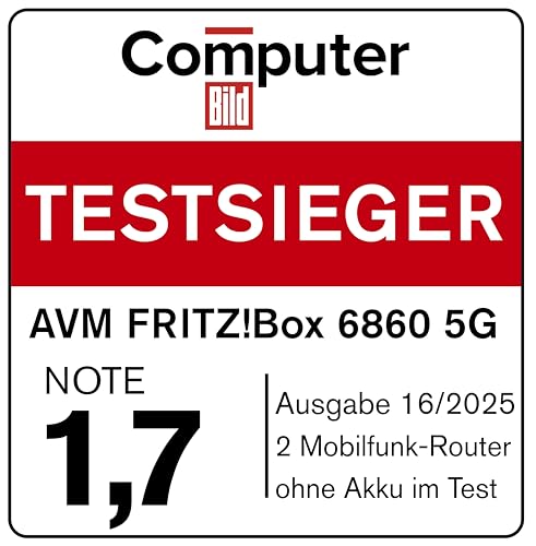 FRITZ!Box 6860 5G (Mobilfunk-Router mit bis zu 1.300 MBit/s in 5G/LTE, Wi-Fi 6 mit bis zu 3.000 MBit/s, Power over Ethernet (PoE+), staub- und spritzwassergeschütztes Gehäuse, DECT-Basis)
